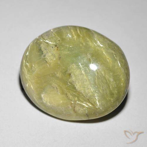 9.84 ct Green Cat's Eye Opal Stone, Natural Cat's Eye Opal in Oval Cabochon Shape for Sale