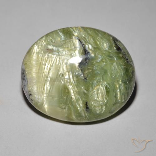 Opale œil de chat Vert oval cabochon 21 x 17,6mm du Brésil, poids de 16,89 ct, pierre gemme naturelle Non traité de pureté Opaque , 1 pièce Opale œil de chat, couleur : Vert terre, dureté de Mohs de 5.5 à 6.5, Photo A