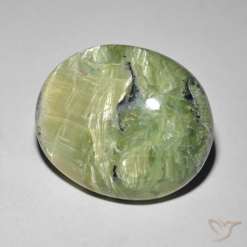 16.89 ct Green Cat's Eye Opal Stone, Natural Cat's Eye Opal in Oval Cabochon Shape for Sale