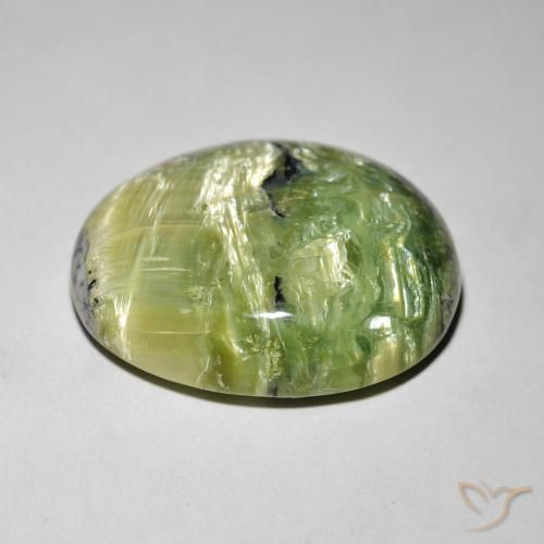 Cat's Eye Opal Gemstone in 21 x 17.6 mm Size for Sale, Cat's Eye Opal Stone in Earth Green Color