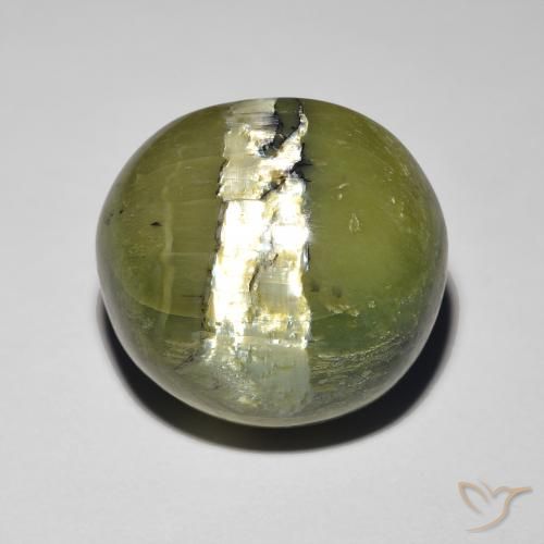 15,4 x 14,5mm Opale Occhio di Gatto verde Ovale cabochon dal Brasile, peso di 13,19 ct, pietra preziosa naturale non trattati in purezza Opaque, Opale Occhio di Gatto 1pz - il colore è Verde caldo, durezza Mohs di 5,5 - 6,5, Photo A