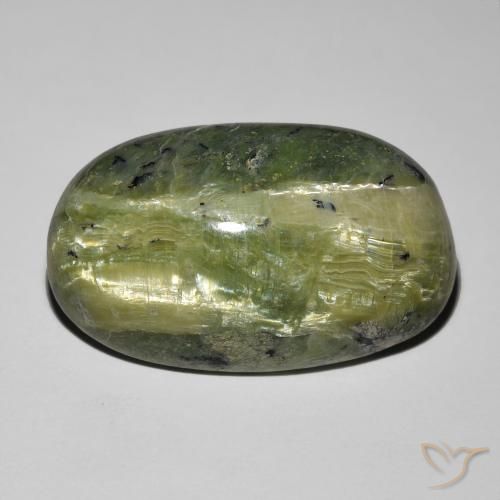 Opale Occhio di Gatto verde taglio ovale da 17,52 ct dal Brasile, dimensione 22,5 x 14mm, pietra preziosa naturale non trattati , purezza Opaque, Opale Occhio di Gatto Ovale cabochon da 1 pz, durezza Mohs di 5,5 - 6,5, Photo A