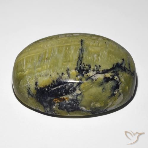 Cat's Eye Opal Gemstone in 30 x 22 mm (calibrated) Size for Sale, Cat's Eye Opal Stone in Earth Green Color