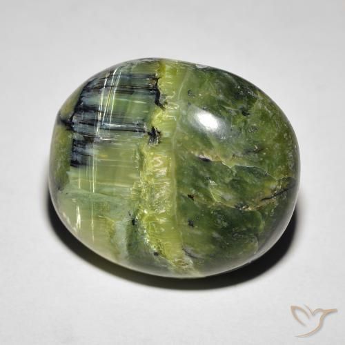 18.85 ct Green Cat's Eye Opal Stone, Natural Cat's Eye Opal in Oval Cabochon Shape for Sale