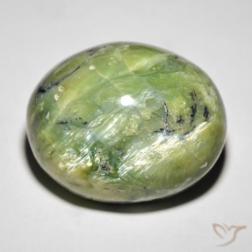 27.05 ct Green Cat's Eye Opal Stone, Natural Cat's Eye Opal in Oval Cabochon Shape for Sale