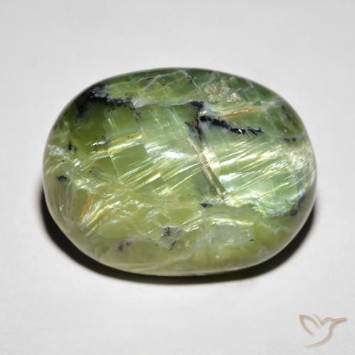 14.55 ct Green Cat's Eye Opal Stone, Natural Cat's Eye Opal in Oval Cabochon Shape for Sale