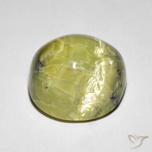 Cat's Eye Opal Gemstone in 14 x 14 mm (calibrated) Size for Sale, Cat's Eye Opal Stone in Earth Green Color