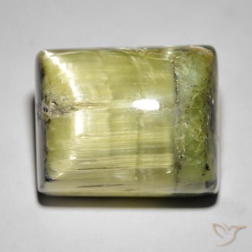 28.65 ct Green Cat's Eye Opal Gemstone, Cat's Eye Opal Gem in Baguette Cabochon Shape for Sale.