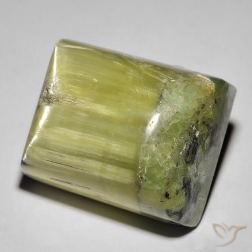 28.65 ct Green Cat's Eye Opal Stone, Natural Cat's Eye Opal in Baguette Cabochon Shape for Sale
