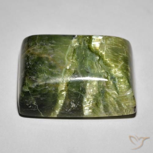 Cat's Eye Opal Gemstone in 21 x 15.9 mm Size for Sale, Cat's Eye Opal Stone in Earth Green Color