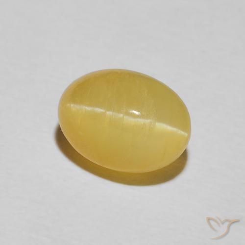 2.21 ct Yellow Cat's Eye Opal Stone, Natural Cat's Eye Opal in Oval Cabochon Shape for Sale
