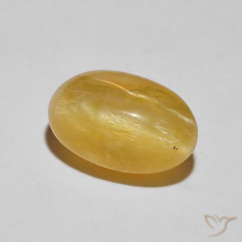 4.84 ct Golden Cat's Eye Opal Stone, Natural Cat's Eye Opal in Oval Cabochon Shape for Sale