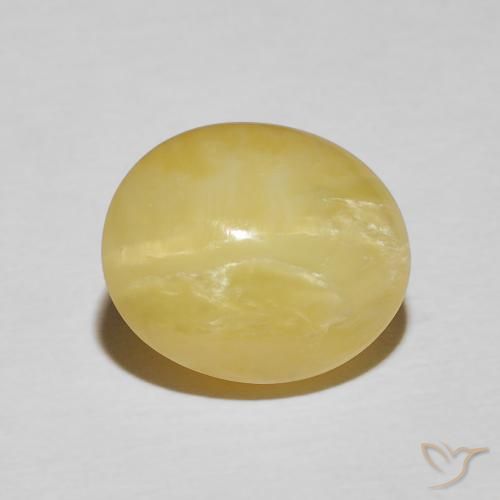 5.98ct Natural Light Earthy Yellow Cat's Eye Opal, Oval, Opaque