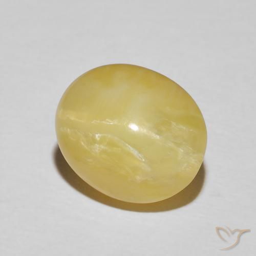 5.98 ct Yellow Cat's Eye Opal Stone, Natural Cat's Eye Opal in Oval Cabochon Shape for Sale