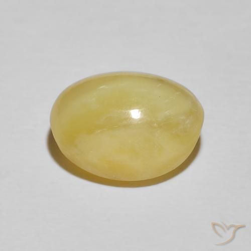 Cat's Eye Opal Gemstone in 13 x 11 mm (calibrated) Size for Sale, Cat's Eye Opal Stone in Light Earthy Yellow Color