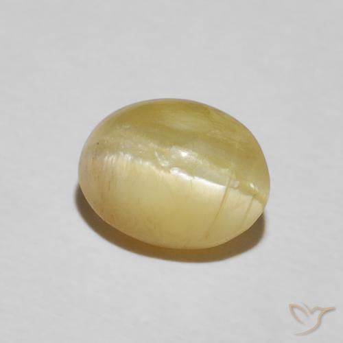 2.24 ct Yellow Cat's Eye Opal Stone, Natural Cat's Eye Opal in Oval Cabochon Shape for Sale
