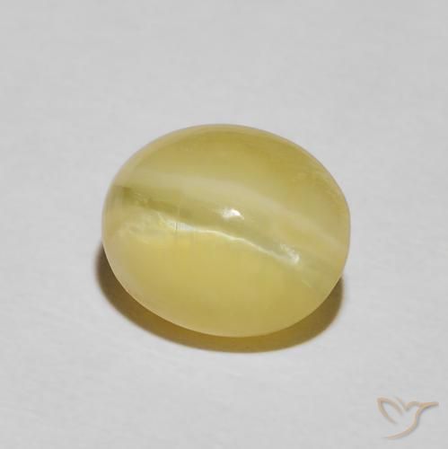 3.43 ct Yellow Cat's Eye Opal Stone, Natural Cat's Eye Opal in Oval Cabochon Shape for Sale