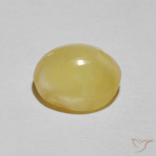 Cat's Eye Opal Gemstone in 10.4 x 8.6 mm Size for Sale, Cat's Eye Opal Stone in Pale Yellow Color