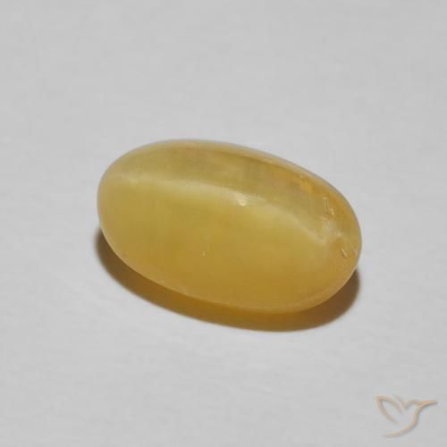2.71 ct Yellow Cat's Eye Opal Stone, Natural Cat's Eye Opal in Oval Cabochon Shape for Sale