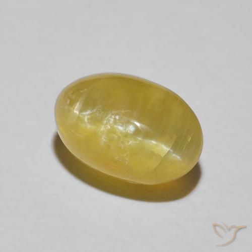 3.78 ct Yellow Cat's Eye Opal Stone, Natural Cat's Eye Opal in Oval Cabochon Shape for Sale