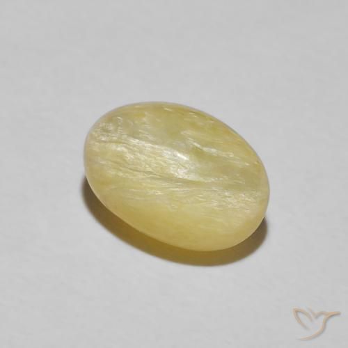 2.89 ct Yellow Cat's Eye Opal Stone, Natural Cat's Eye Opal in Oval Cabochon Shape for Sale
