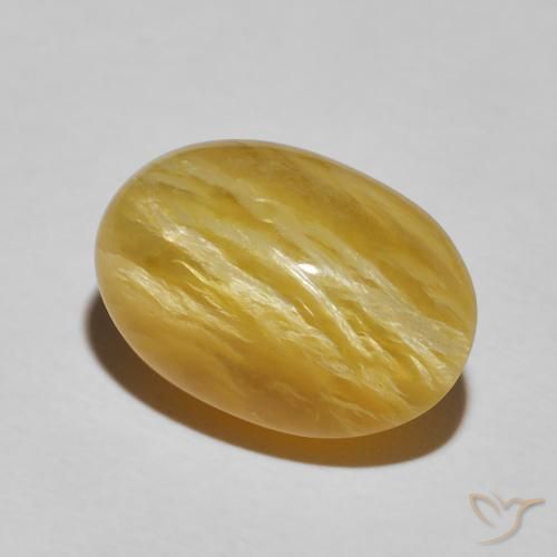 8.30 ct Yellow Cat's Eye Opal Stone, Natural Cat's Eye Opal in Oval Cabochon Shape for Sale