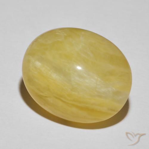 18.93 ct Yellow Cat's Eye Opal Stone, Natural Cat's Eye Opal in Oval Cabochon Shape for Sale