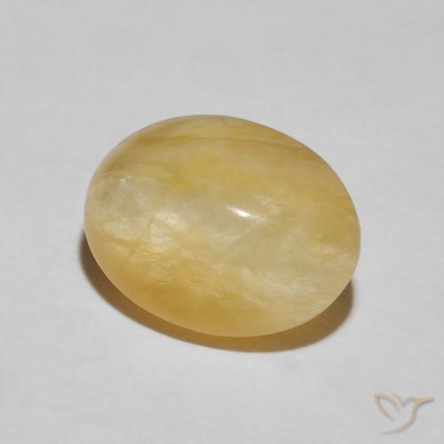 3.59 ct Yellow Cat's Eye Opal Stone, Natural Cat's Eye Opal in Oval Cabochon Shape for Sale