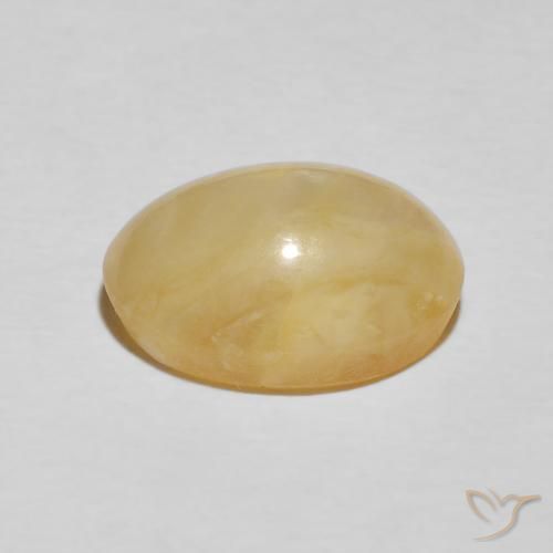 Cat's Eye Opal Gemstone in 12.4 x 9.2 mm Size for Sale, Cat's Eye Opal Stone in Goldenrod Yellow Color