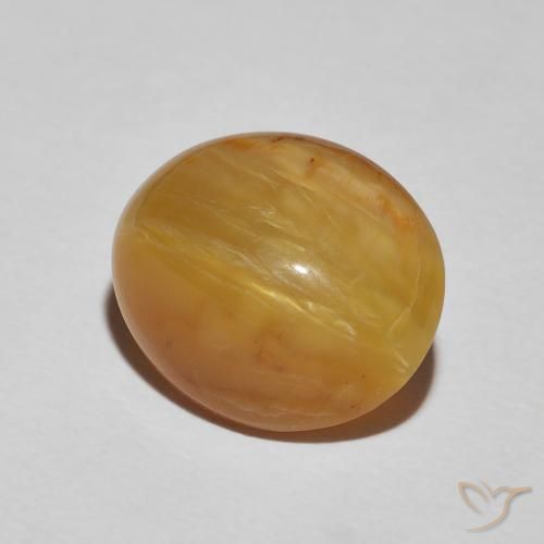 5.89 ct Golden Cat's Eye Opal Stone, Natural Cat's Eye Opal in Oval Cabochon Shape for Sale