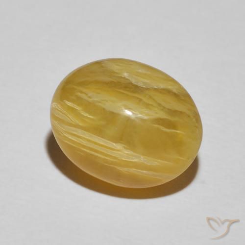 7.14 ct Yellow Cat's Eye Opal Stone, Natural Cat's Eye Opal in Oval Cabochon Shape for Sale