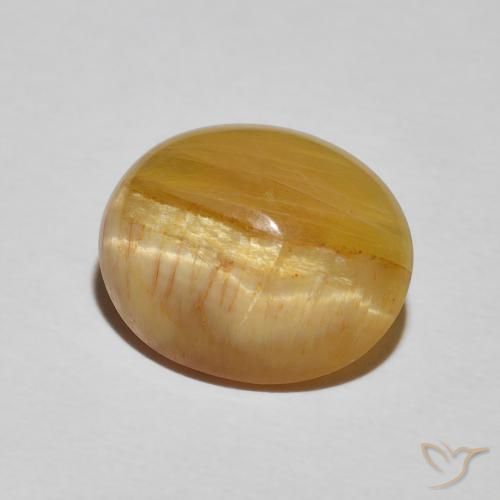 4.86 ct Golden Cat's Eye Opal Stone, Natural Cat's Eye Opal in Oval Cabochon Shape for Sale