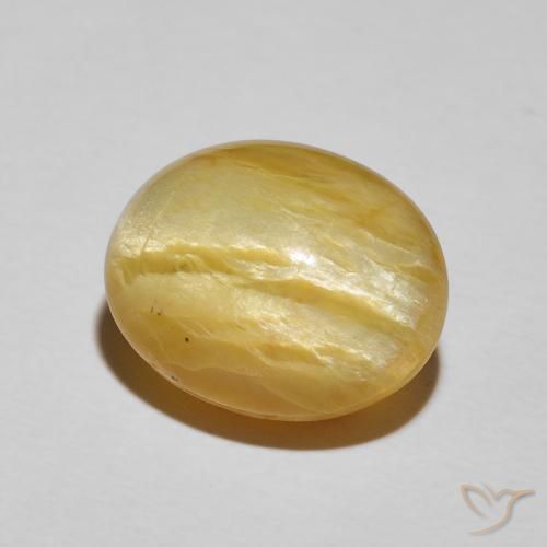 8.78 ct Yellow Cat's Eye Opal Stone, Natural Cat's Eye Opal in Oval Cabochon Shape for Sale