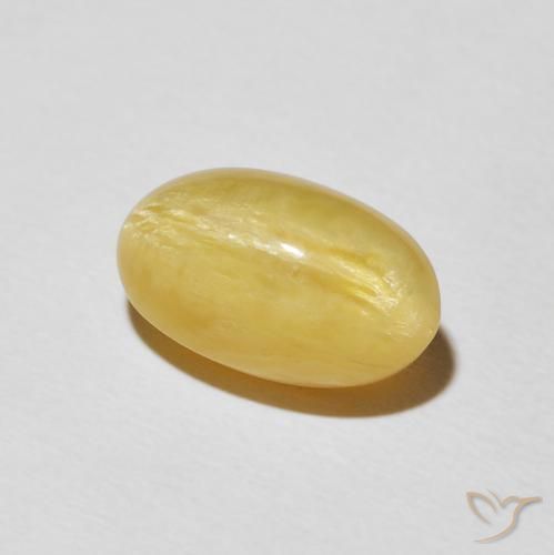 4.23 ct Yellow Cat's Eye Opal Stone, Natural Cat's Eye Opal in Oval Cabochon Shape for Sale