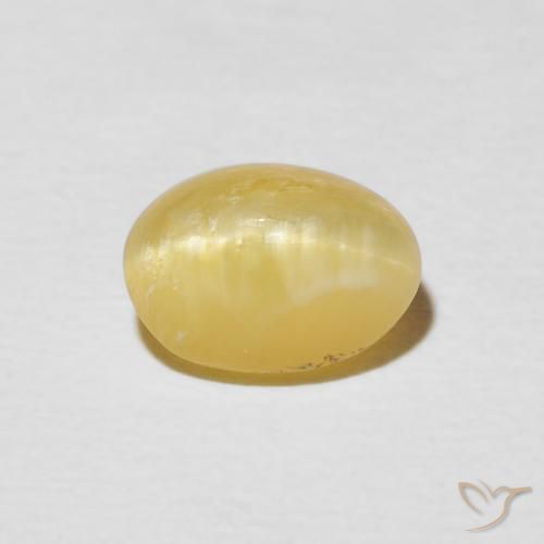 1.45 ct Yellow Cat's Eye Opal Stone, Natural Cat's Eye Opal in Oval Cabochon Shape for Sale