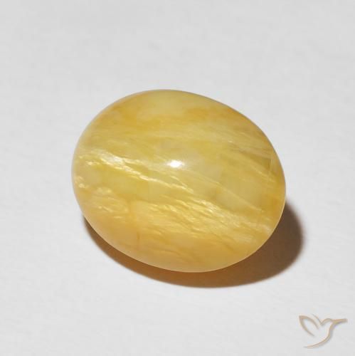 6.14 ct Golden Cat's Eye Opal Stone, Natural Cat's Eye Opal in Oval Cabochon Shape for Sale