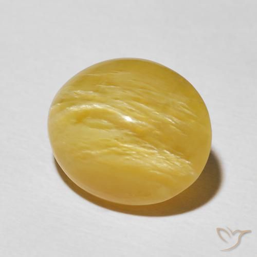 6.36 ct Golden Cat's Eye Opal Stone, Natural Cat's Eye Opal in Oval Cabochon Shape for Sale