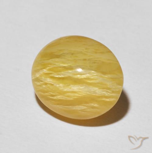 6.32 ct Yellow Cat's Eye Opal Stone, Natural Cat's Eye Opal in Oval Cabochon Shape for Sale