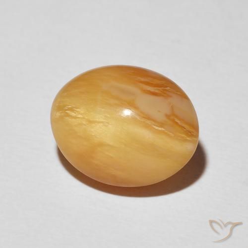 4.59 ct Golden Cat's Eye Opal Stone, Natural Cat's Eye Opal in Oval Cabochon Shape for Sale