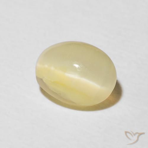 0.88 ct Yellow Cat's Eye Opal Stone, Natural Cat's Eye Opal in Oval Cabochon Shape for Sale