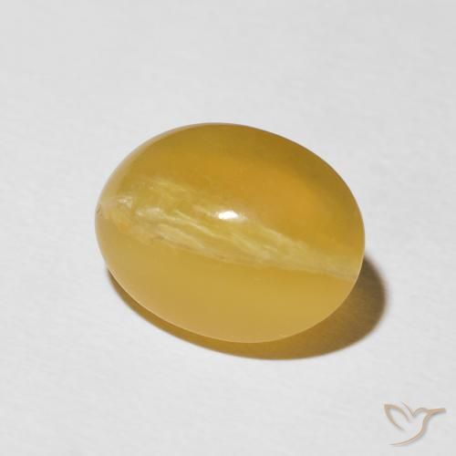 5.81 ct Golden Cat's Eye Opal Stone, Natural Cat's Eye Opal in Oval Cabochon Shape for Sale