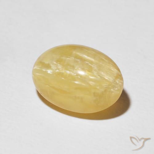 4.03 ct Golden Cat's Eye Opal Stone, Natural Cat's Eye Opal in Oval Cabochon Shape for Sale