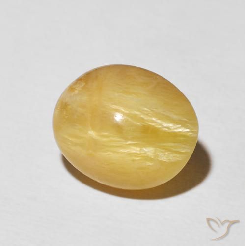 5.55 ct Golden Cat's Eye Opal Stone, Natural Cat's Eye Opal in Oval Cabochon Shape for Sale