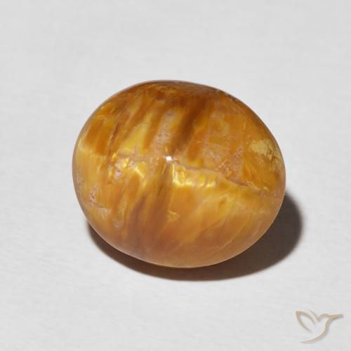 5.76 ct Golden Cat's Eye Opal Stone, Natural Cat's Eye Opal in Oval Cabochon Shape for Sale
