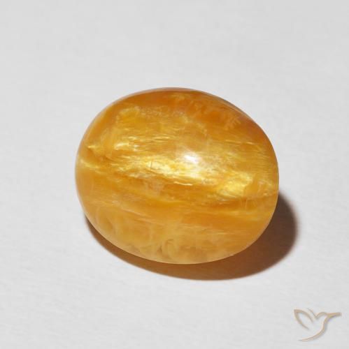 6.92 ct Golden Cat's Eye Opal Stone, Natural Cat's Eye Opal in Oval Cabochon Shape for Sale