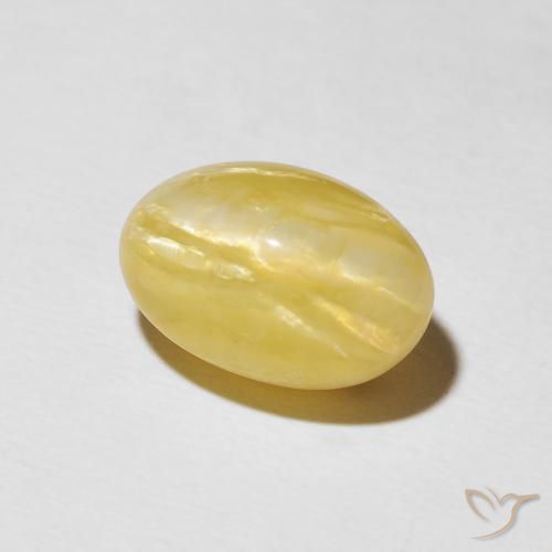 5.44 ct Yellow Cat's Eye Opal Stone, Natural Cat's Eye Opal in Oval Cabochon Shape for Sale
