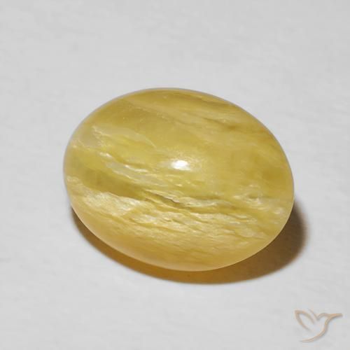4.31 ct Yellow Cat's Eye Opal Stone, Natural Cat's Eye Opal in Oval Cabochon Shape for Sale