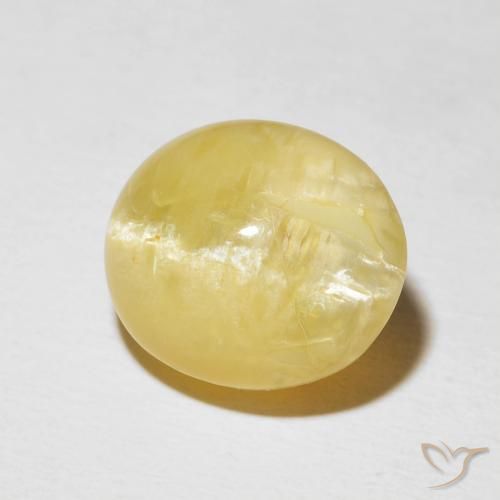 5.87 ct Yellow Cat's Eye Opal Stone, Natural Cat's Eye Opal in Oval Cabochon Shape for Sale