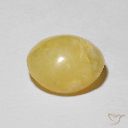 Cat's Eye Opal Gemstone in 13 x 11 mm (calibrated) Size for Sale, Cat's Eye Opal Stone in Light Yellow Color