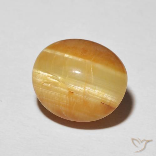 7.16 ct Golden Cat's Eye Opal Stone, Natural Cat's Eye Opal in Oval Cabochon Shape for Sale